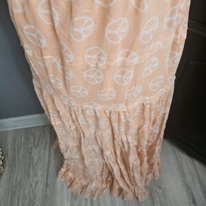 Boho Maxi Skirt with White Peace Sighn
